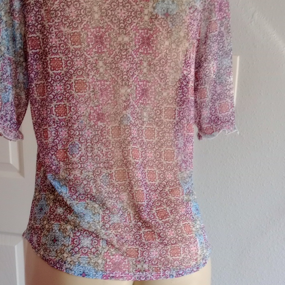 Perseption Pink and Blue Patterned Blouse - Picture 9 of 9